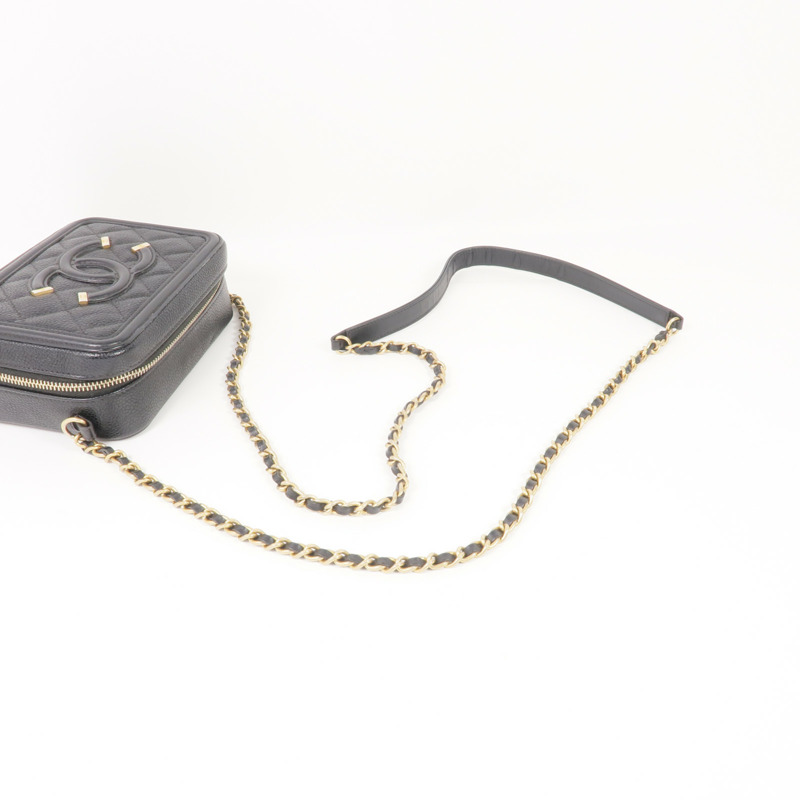 CHANEL 牛皮皮革Filigree Camera Bag金扣鏈帶肩背袋-4