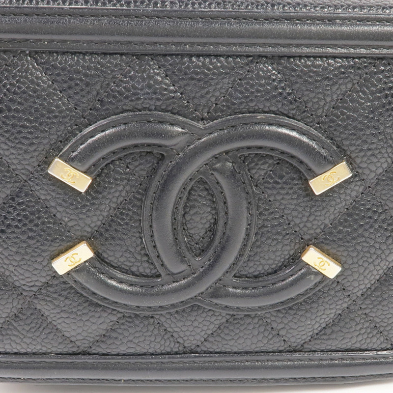 CHANEL 牛皮皮革Filigree Camera Bag金扣鏈帶肩背袋-10