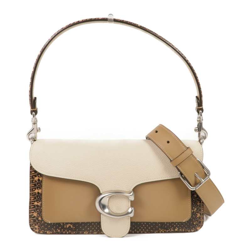 COACH 牛皮皮革2way Shoulder Bag銀扣手挽肩背兩用袋-0