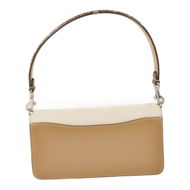 COACH 牛皮皮革2way Shoulder Bag銀扣手挽肩背兩用袋-1