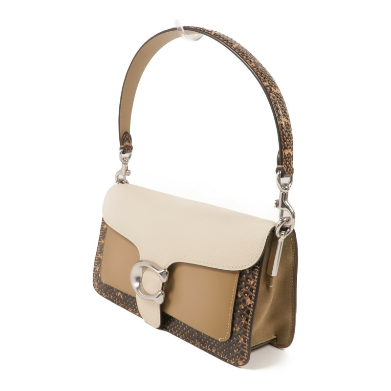 COACH 牛皮皮革2way Shoulder Bag銀扣手挽肩背兩用袋-2