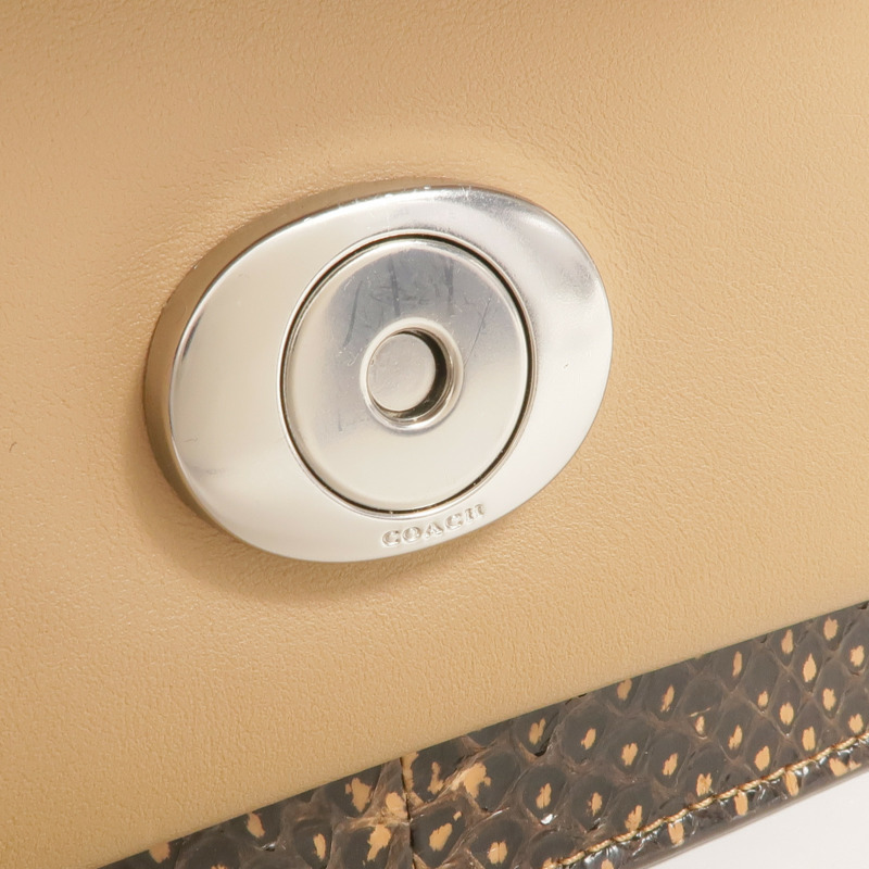 COACH 牛皮皮革2way Shoulder Bag銀扣手挽肩背兩用袋-11