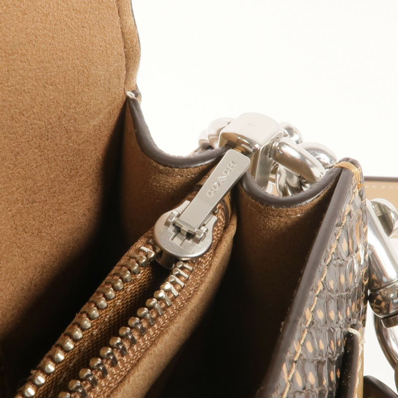 COACH 牛皮皮革2way Shoulder Bag銀扣手挽肩背兩用袋-14