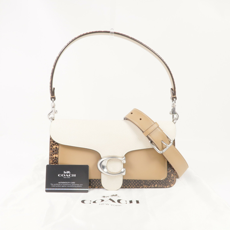 COACH 牛皮皮革2way Shoulder Bag銀扣手挽肩背兩用袋-15