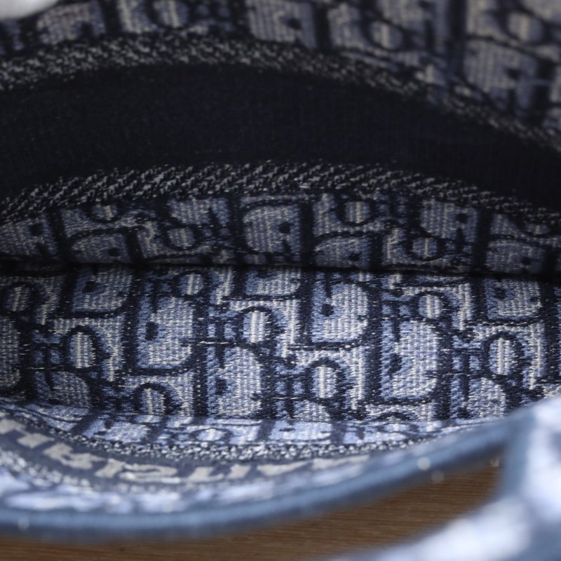 DIOR BookTote迷你21.5墨藍色帆布Oblique印花字母刺繡肩背包-2
