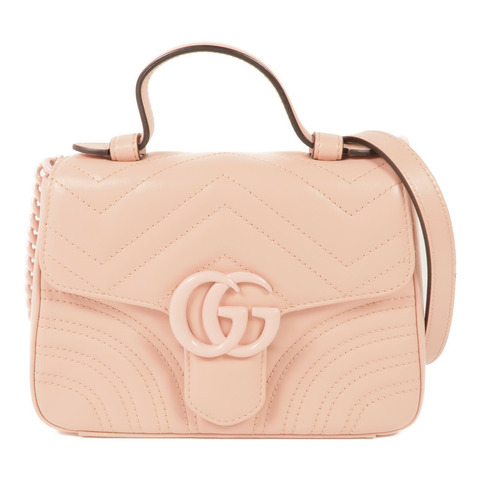 GUCCI 牛皮皮革GG Marmont銀扣手挽肩背兩用袋