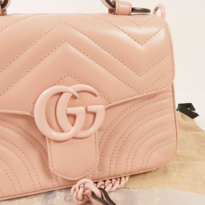 GUCCI 牛皮皮革GG Marmont銀扣手挽肩背兩用袋-17