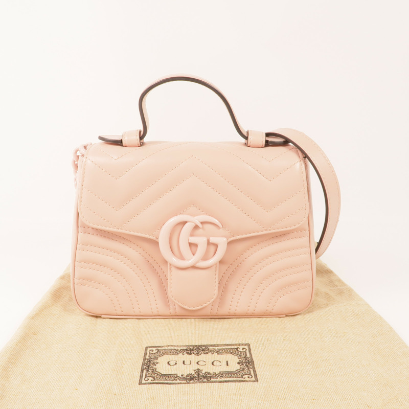 GUCCI 牛皮皮革GG Marmont銀扣手挽肩背兩用袋-19