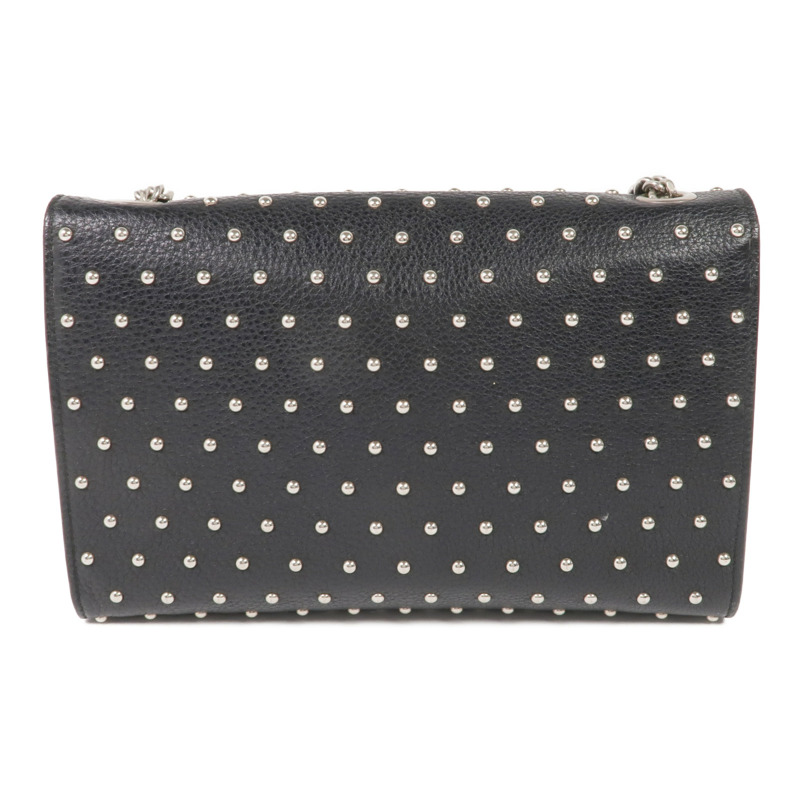 GUCCI 牛皮皮革Stud Bamboo Shoulder Bag銀扣鏈帶肩背袋-1