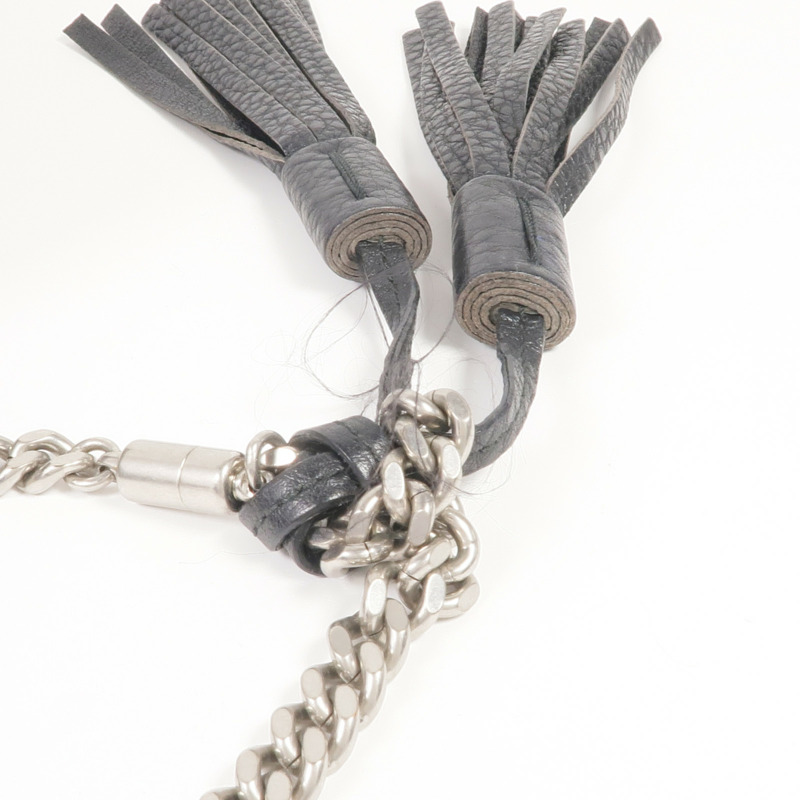 GUCCI 牛皮皮革Stud Bamboo Shoulder Bag銀扣鏈帶肩背袋-12