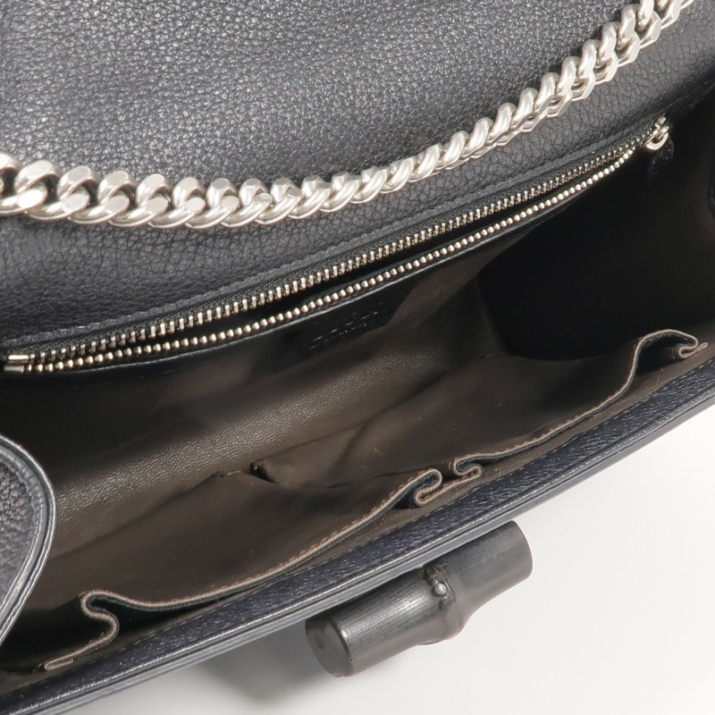 GUCCI 牛皮皮革Stud Bamboo Shoulder Bag銀扣鏈帶肩背袋-14