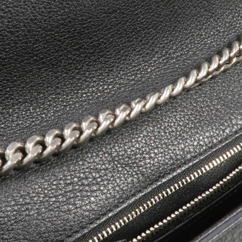 GUCCI 牛皮皮革Stud Bamboo Shoulder Bag銀扣鏈帶肩背袋-18