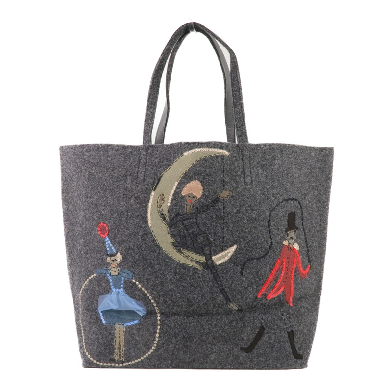 Valentino 毛氈Tote Bag銀扣手挽袋-0