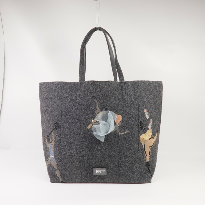 Valentino 毛氈Tote Bag銀扣手挽袋-2