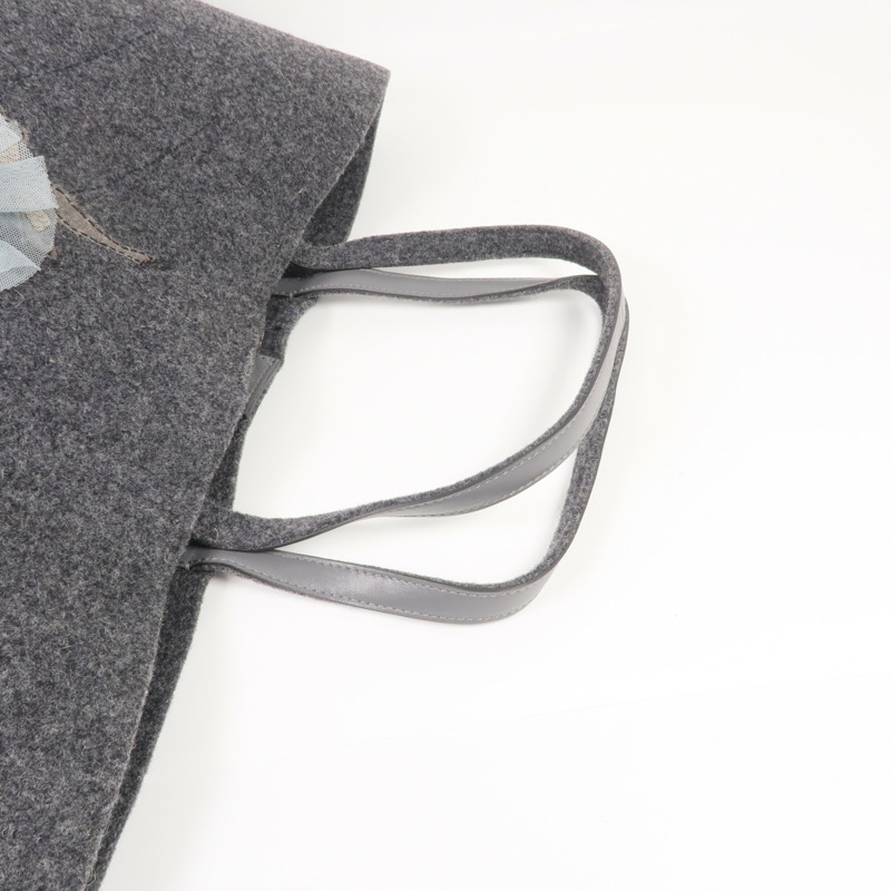 Valentino 毛氈Tote Bag銀扣手挽袋-4