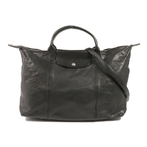 Longchamp 牛皮皮革2 Way Shoulder銀扣手挽肩背兩用袋