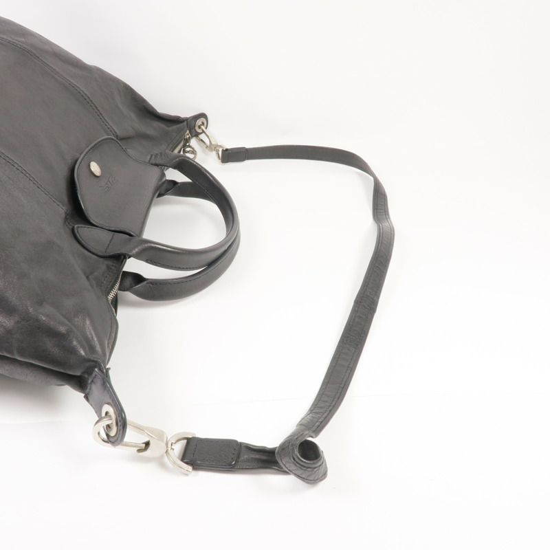 Longchamp 牛皮皮革2 Way Shoulder銀扣手挽肩背兩用袋-4