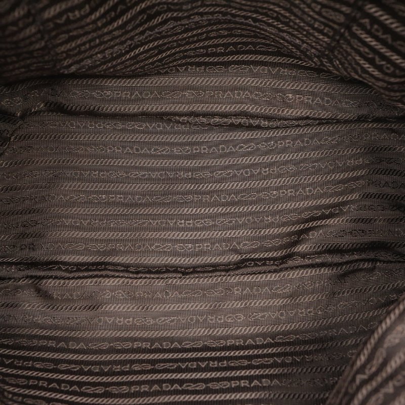 PRADA 棕色尼龍金扣降落傘手提托特包肩背包-2