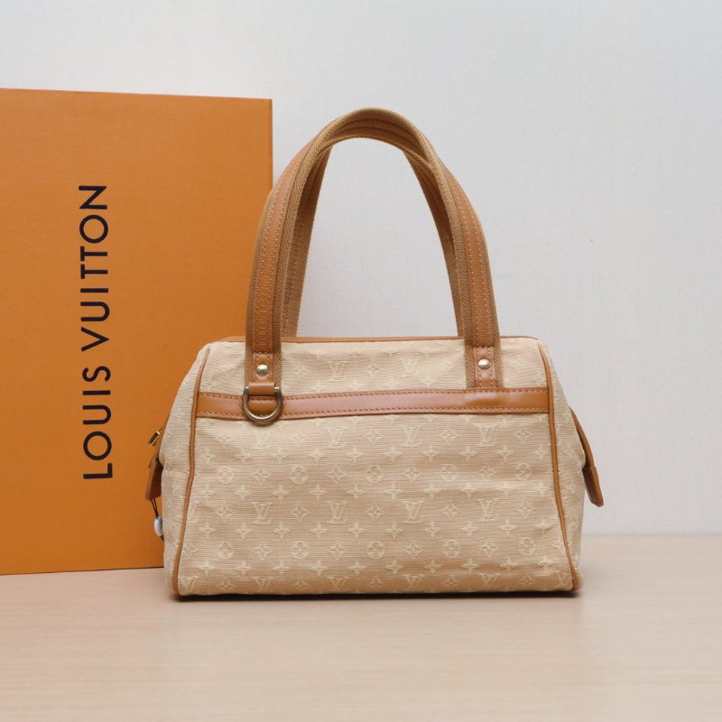 LOUIS VUITTON 黃色帆布金扣中古丹寧飯盒包手提單肩包肩背包-0