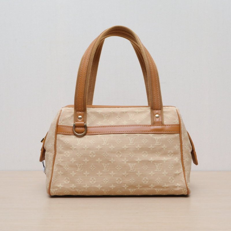 LOUIS VUITTON 黃色帆布金扣中古丹寧飯盒包手提單肩包肩背包-1