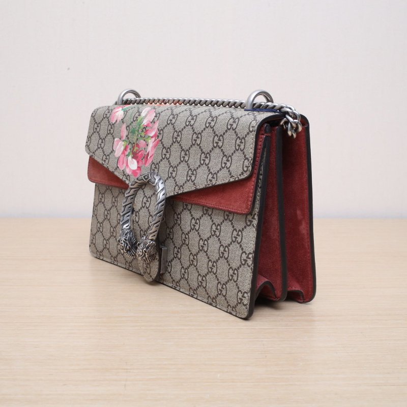 GUCCI Dionysus酒神中號28天竺葵印花老花PVC銀扣肩背包-4