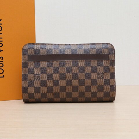 LOUIS VUITTON 棕色棋盤格PVC2004棋盤格手拿包洗漱包收納包化妝包肩背包