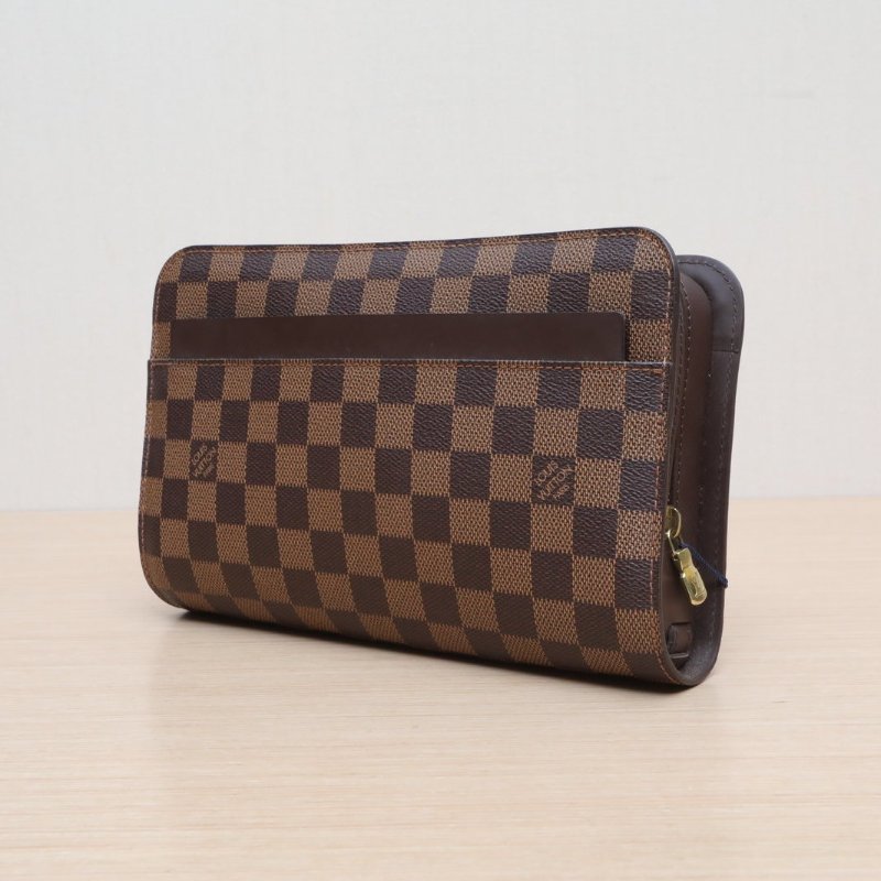 LOUIS VUITTON 棕色棋盤格PVC2004棋盤格手拿包洗漱包收納包化妝包肩背包-2