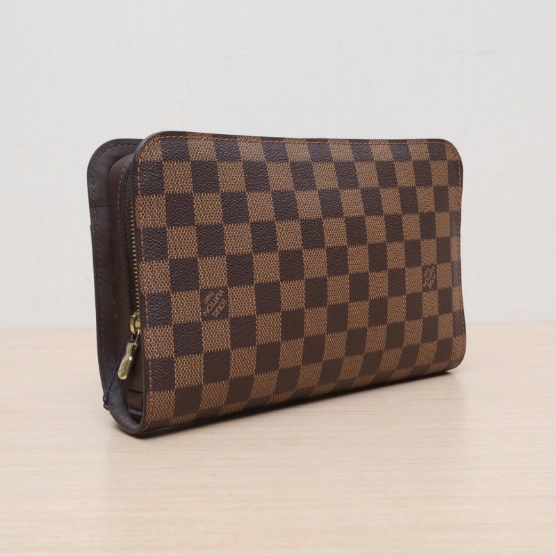 LOUIS VUITTON 棕色棋盤格PVC2004棋盤格手拿包洗漱包收納包化妝包肩背包-4