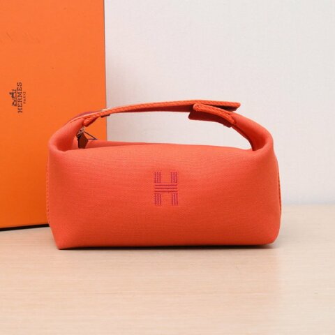 HERMES Bride-a-Brac飯盒包小號2193愛馬仕橙帆布銀扣肩背包