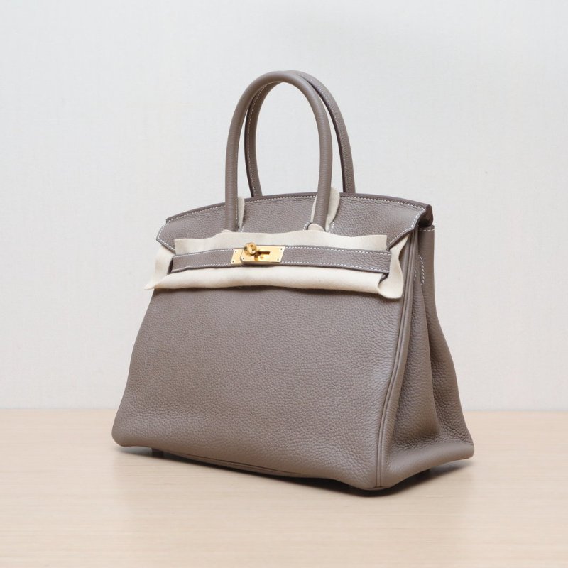 HERMES Birkin3018大象灰Togo皮Y刻金扣肩背包-3