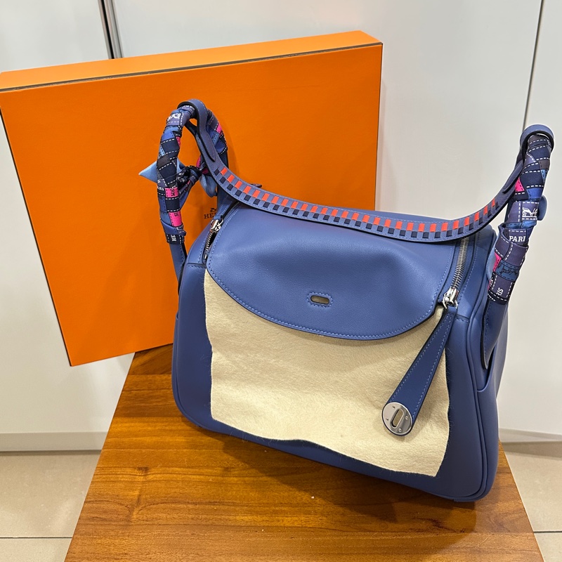 ꧁ Hermès🔹Lindy 30 編織背帶款🔹寶石藍꧂-6