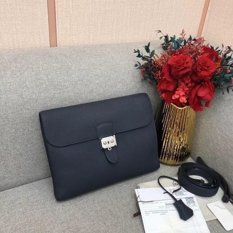 Hermes愛馬sac a depeches29午夜藍銀扣單肩斜挎手包Z刻，一包多用途