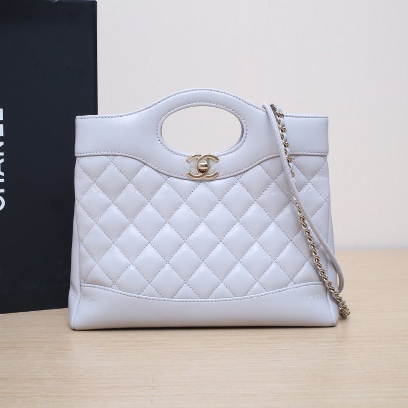 CHANEL 25P31Bag珍珠灰羊皮晶片開淺金扣肩背包-0