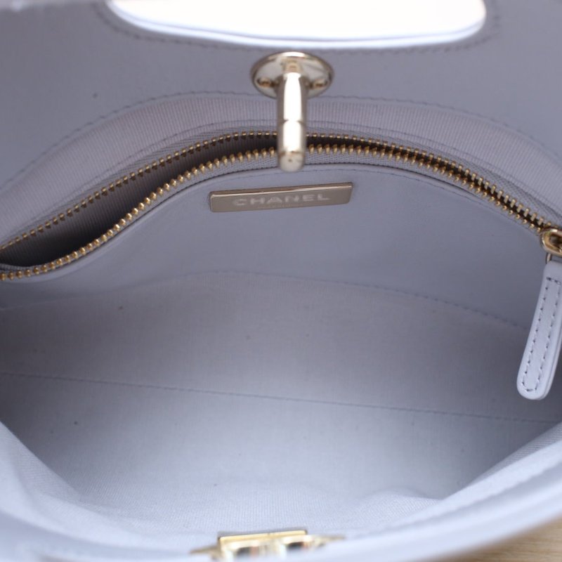 CHANEL 25P31Bag珍珠灰羊皮晶片開淺金扣肩背包-3