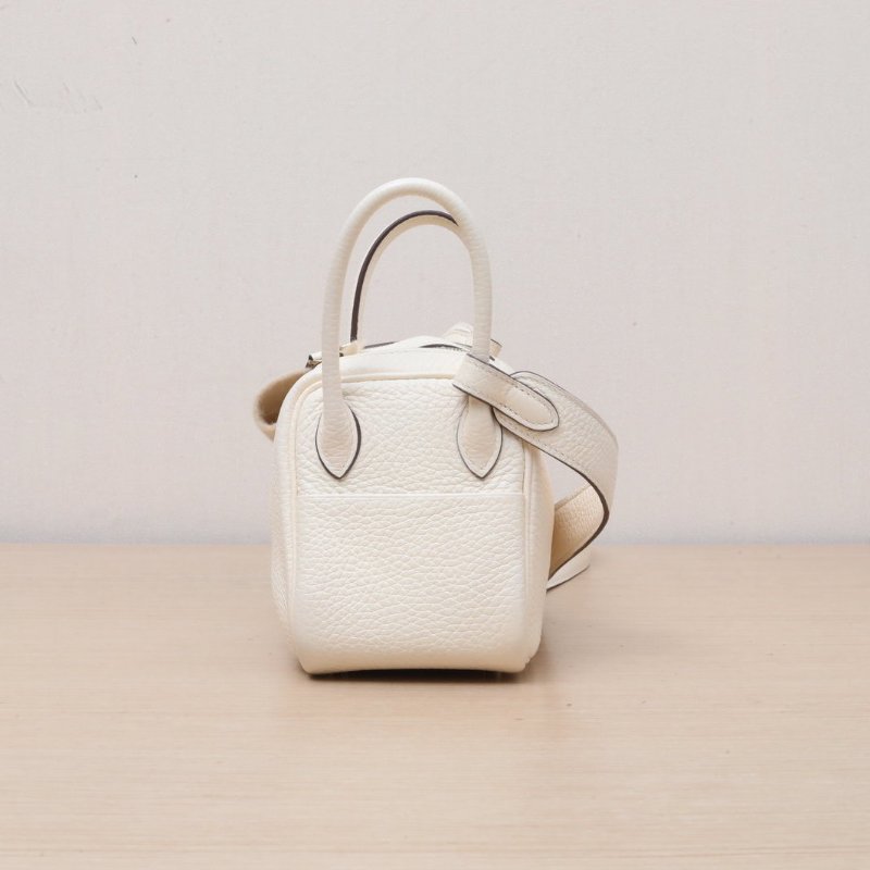 HERMES LindyMini二代I2奶油白TC皮U刻金扣肩背包-4