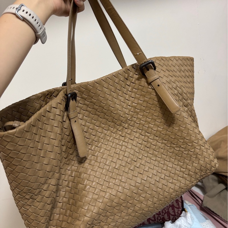 bv 淺棕色編織大號tote 手提包 單肩包-0