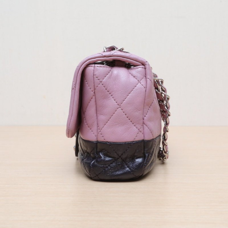 CHANEL 拼色牛皮羊皮12開銀扣CF口蓋鏈條包/肩背包-4