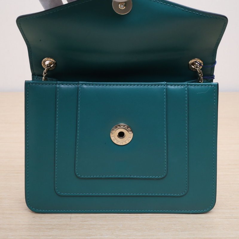 BVLGARI SerpentiForever鏈條蛇頭包方版20綠色牛皮肩背包-2