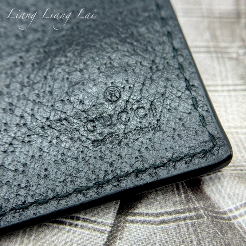 GUCCI GG Marmont 荔枝紋黑色扣式長夾-2