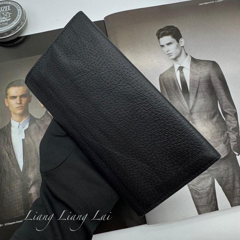 GUCCI GG Marmont 荔枝紋黑色扣式長夾-27