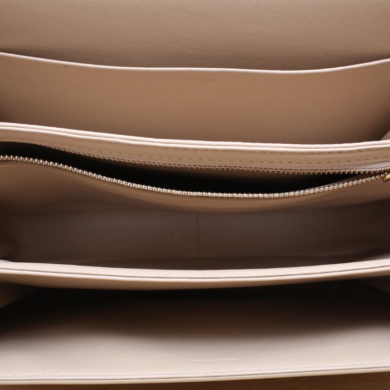 CELINE Triomphe凱旋門金屬鎖扣大號24裸色牛皮金扣肩背包-3