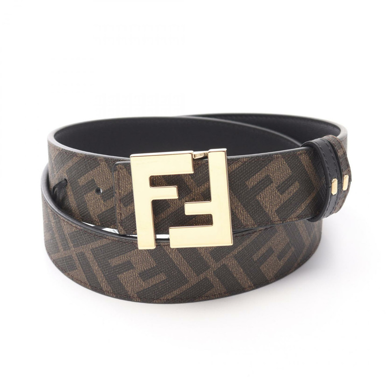 FENDI FF 方形皮帶 7C0424AGR9F18I095 皮革 棕色 黑色 全新 男士 雙面可用-0