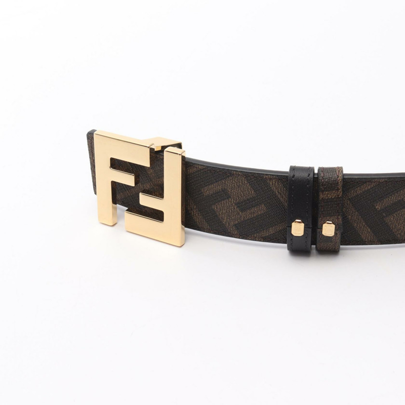FENDI FF 方形皮帶 7C0424AGR9F18I095 皮革 棕色 黑色 全新 男士 雙面可用-1