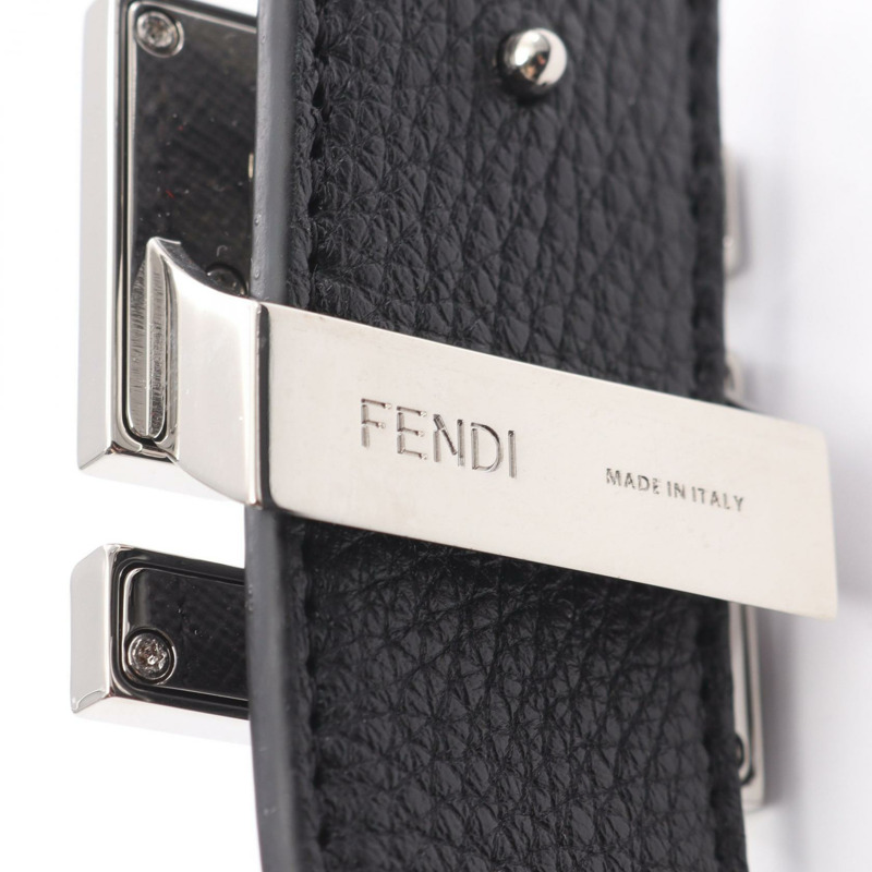 FENDI FF 方形皮帶 7C0535AFF1F0GXN90 皮革 黑色 灰色 全新 男士 雙面可使用-3