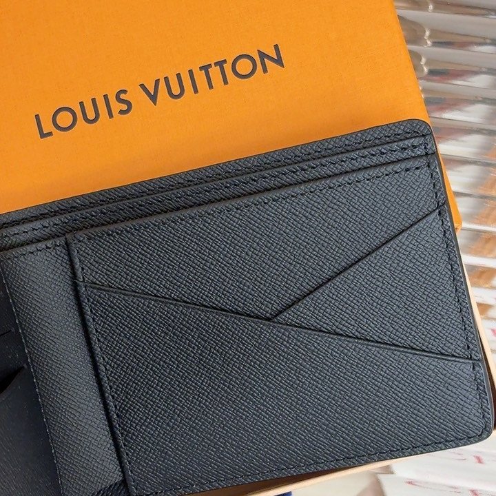 LV 黑老花 男士 對開短夾-5