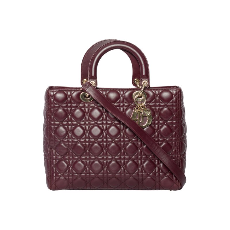 DIOR迪奧Lady Dior大型Cannage籐格紋羊皮包-0