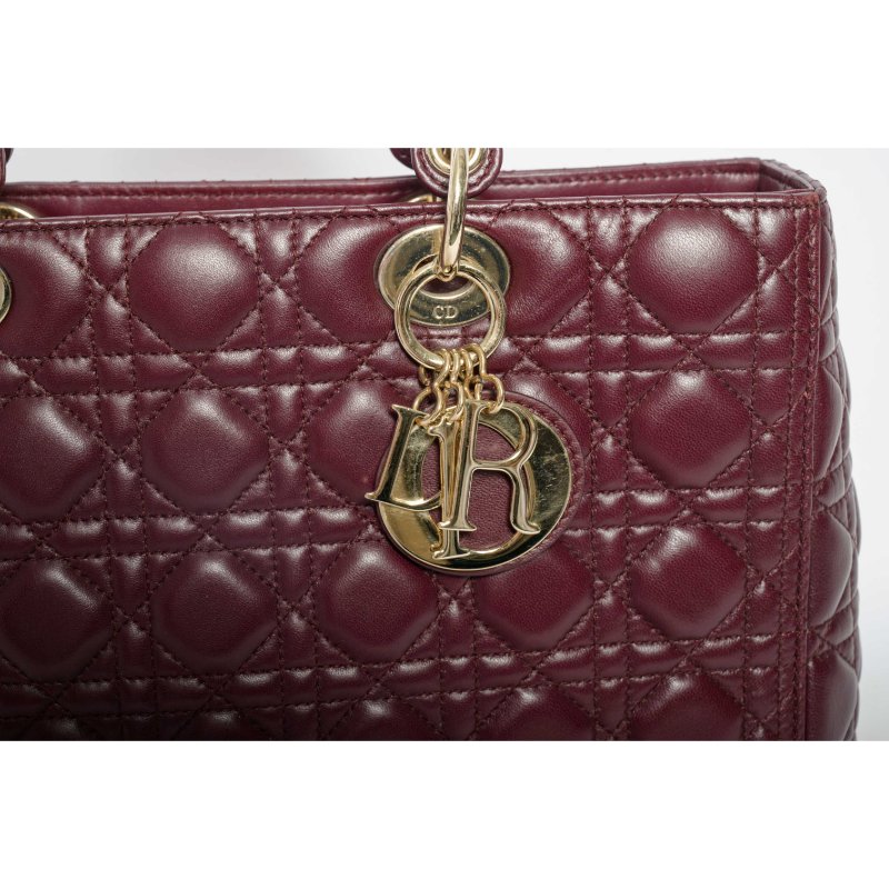 DIOR迪奧Lady Dior大型Cannage籐格紋羊皮包-5