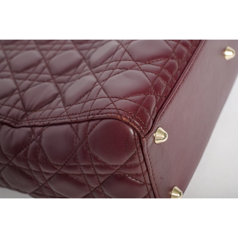 DIOR迪奧Lady Dior大型Cannage籐格紋羊皮包-9