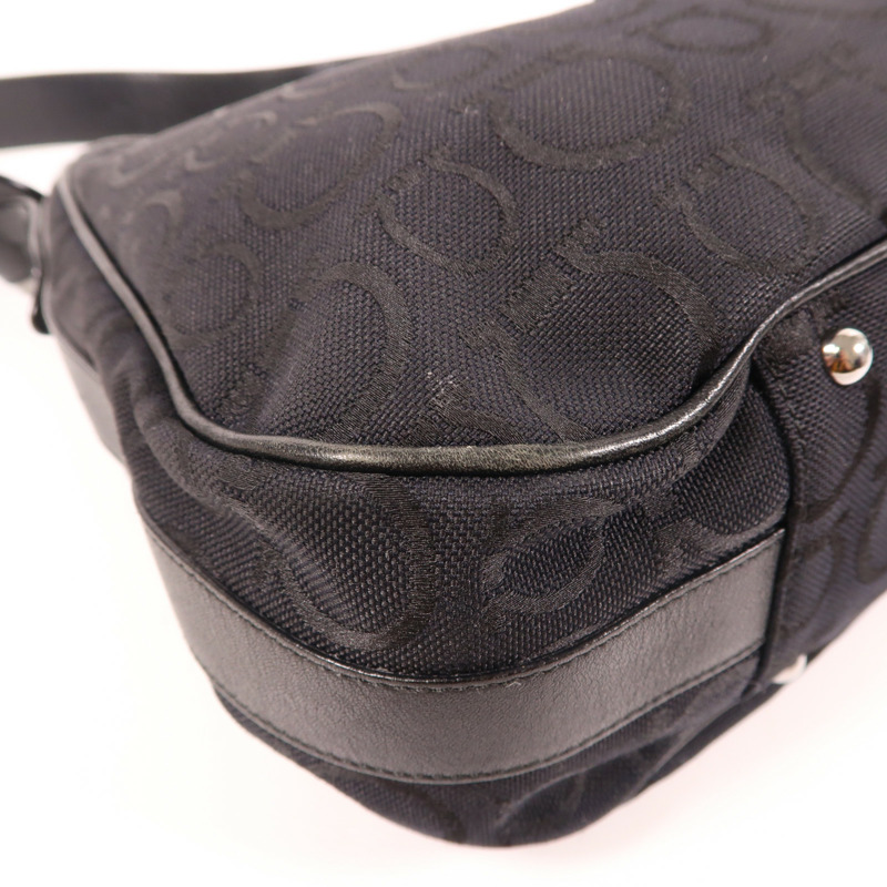 黑色 帆布 Gancini 肩背包【Salvatore Ferragamo 菲拉格慕】 EX-21/6843-5