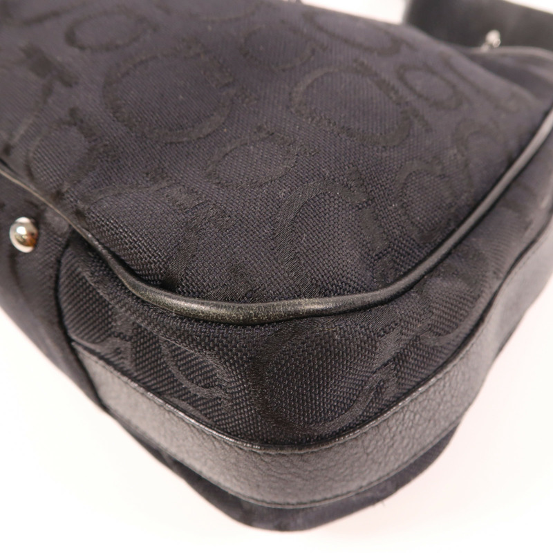 黑色 帆布 Gancini 肩背包【Salvatore Ferragamo 菲拉格慕】 EX-21/6843-6